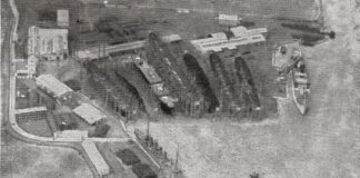 Ansicht der Stapel-Docks und eines Teiles der Werkstaetten des Cantiere Navale Triestino - CNT - Foto: (c) Die Wehrmacht der Monarchie - moderne Illustrierte Zeitung - Wien - 1914.jpg