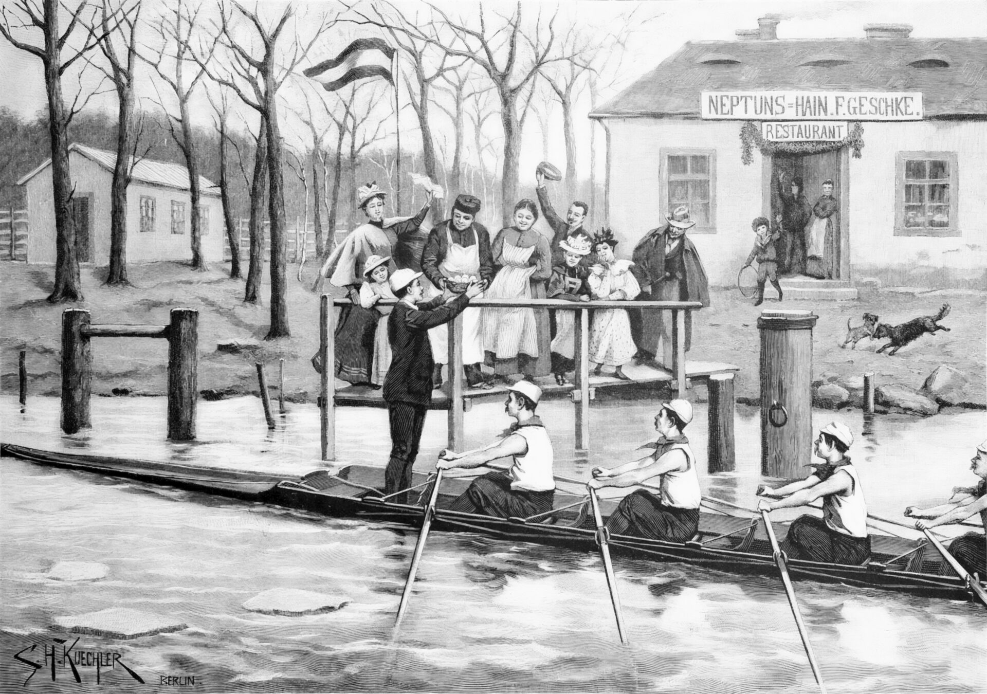 Der Eiertribut an der Oberspree- Die Gartenlaube - Heft 18 S. 301-307 - 1895 - Nach einer Originalzeichnung von S. H. Küchler.