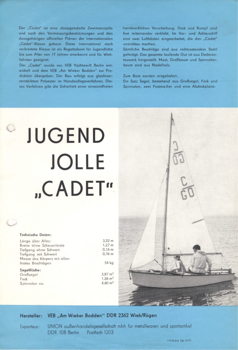 Jugend Jolle Cadet – VEB Am Wieker Bodden 1972