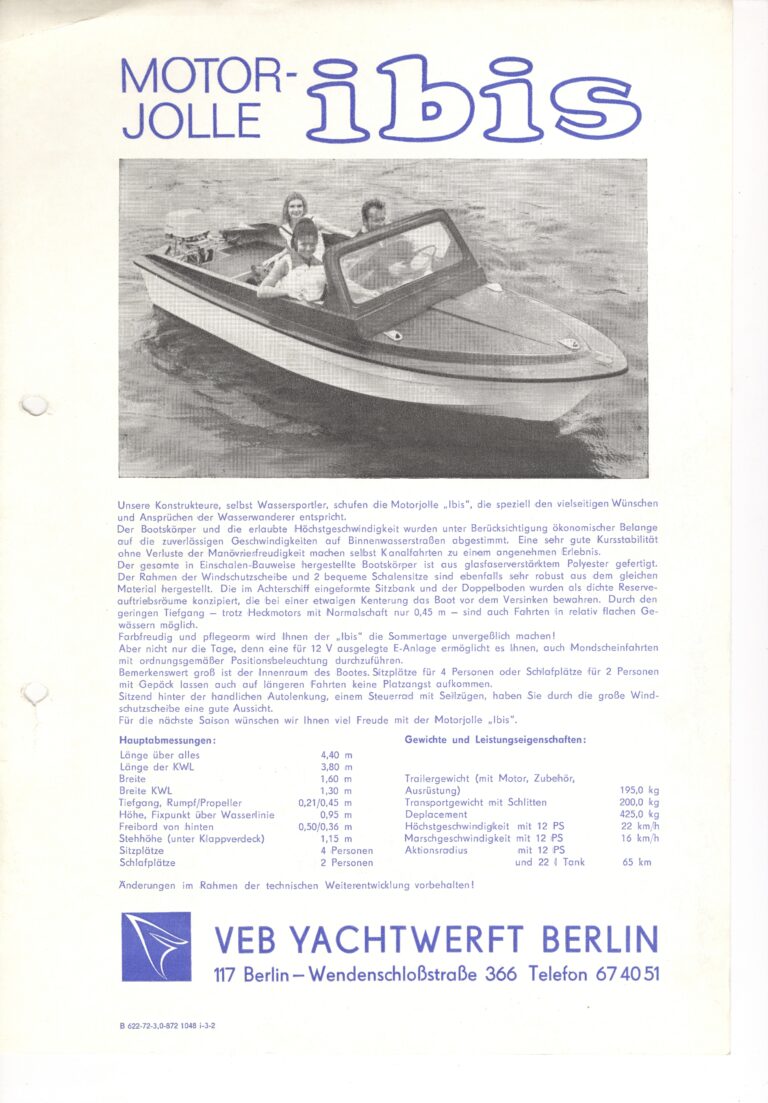 Motorjolle ibis – VEB Yachtwerft Berlin 1972
